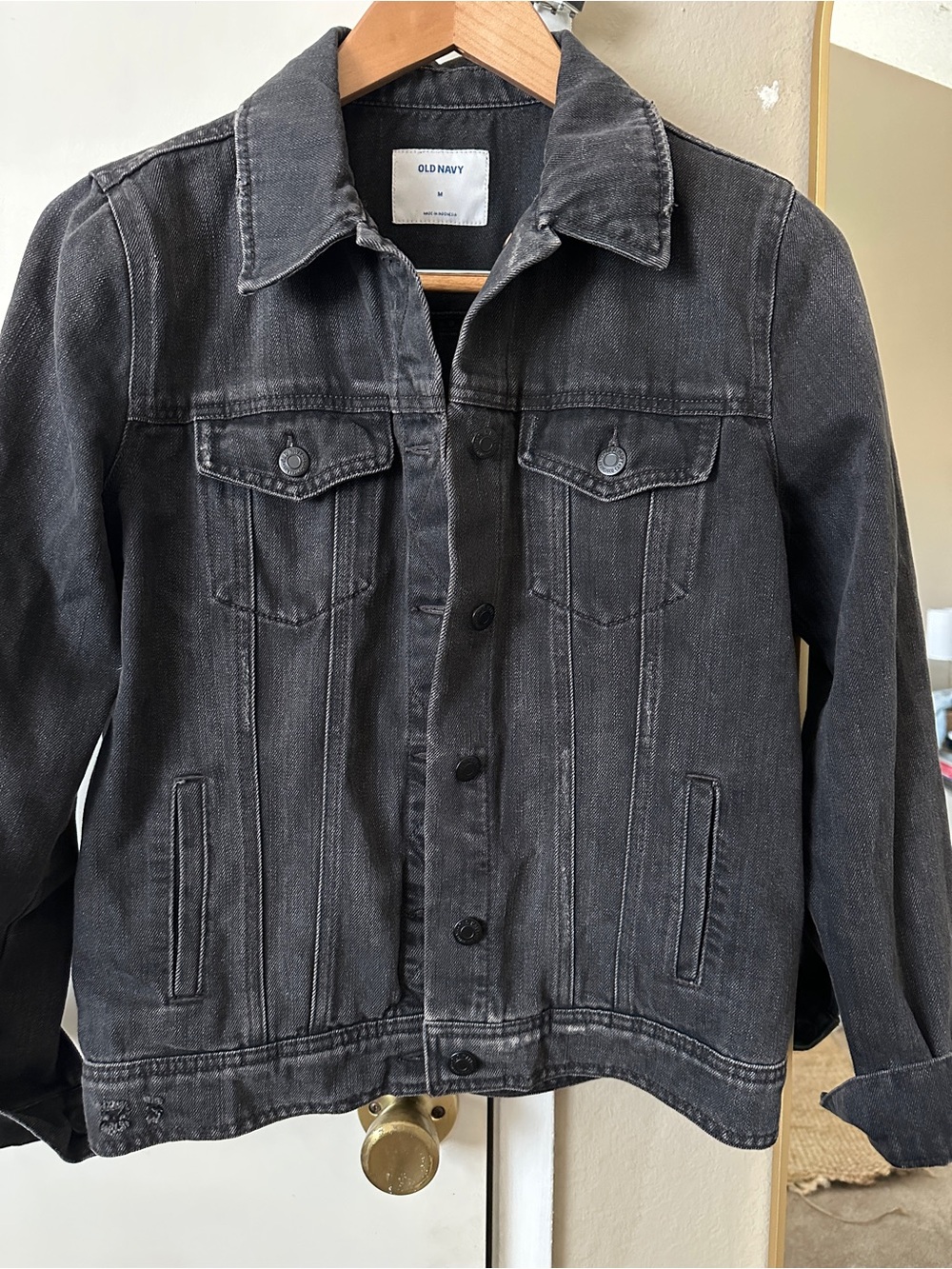 Old Navy Charcoal Black Washed Denim Jacket